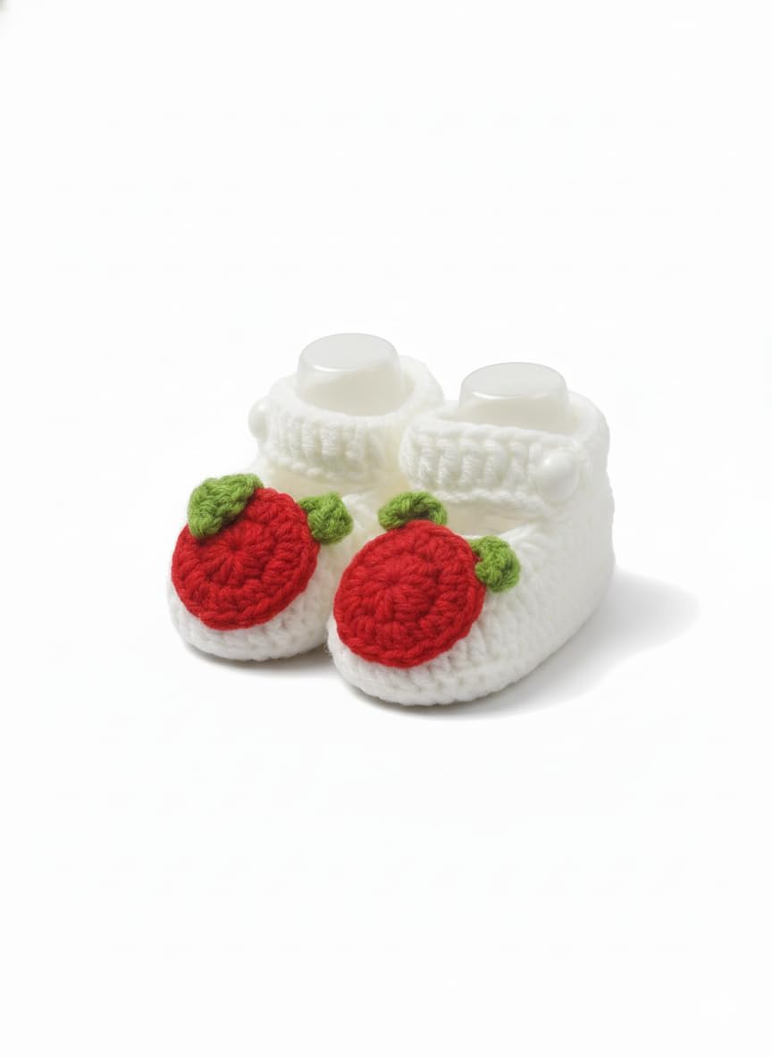 Hand-Knitted Soft Woolen Baby Booties for Infants (0-9 Months) - Cute Strawberry Design | Breathable & Comfortable Winter Footwear for Boys & Girls-image-18