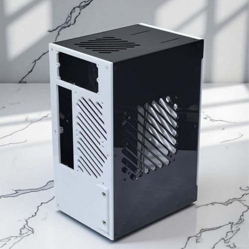 Gabinete PC pequeño ITX con ventilación 360°, diseño compacto de 10,5 L para placa base ITX, fuente de alimentación SFX, soporte para 4 SSD de 2,5 pulgadas miniatura 2