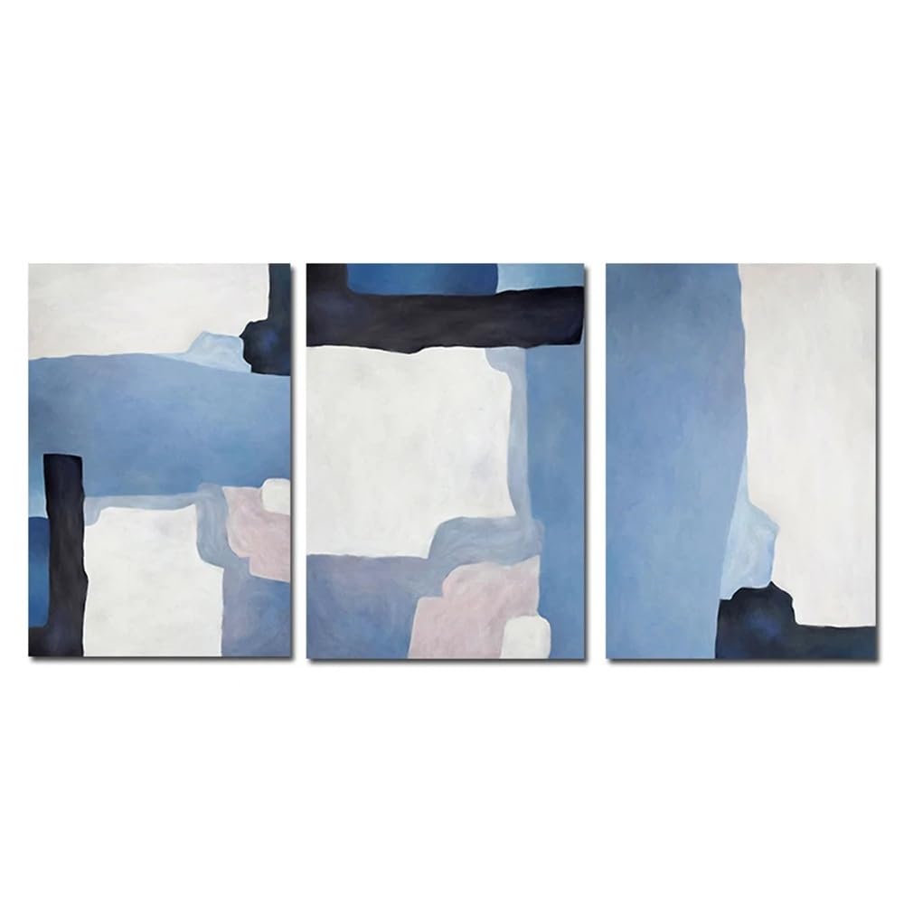 WUHBCZ Art Pictures-Modern Abstract Blue Watercolor Canvas Painting Posters Prints Nordic Art Wall Pictures for Living Office Room Bedroom Wall Decor-50 * 70cm/3PCS (No Frame)