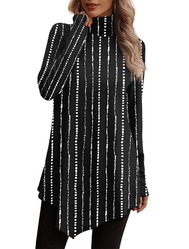Image of JUSTFASHIONNOW Turtle Neck Shirts for Women Long Sleeve Fall Tunic Tops