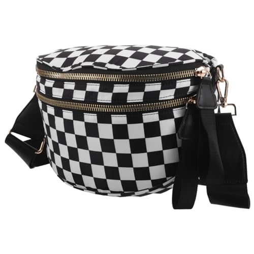 Sac cabas forme banane à carreaux léger pour femme active