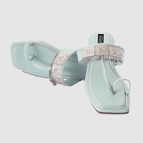Image of Kolhapuri Ethnic Flats for Women Leather Chappal Stylish Ladies Casual Rajasthani Chappal Banjara Style