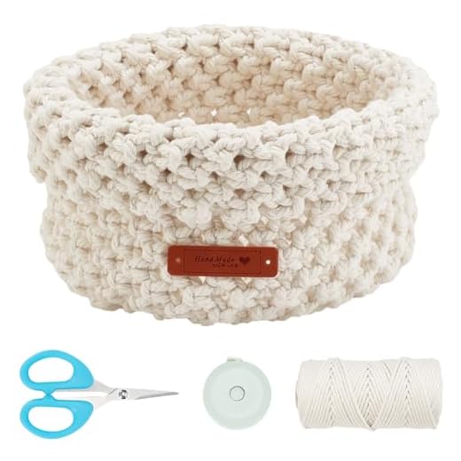 FREEBLOSS Macrame Basket Kit - DIY Macrame Kit with Video Tutorial and 100m Cotton Cord for Storage and Crafting