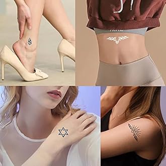 20 Sheets Glitter Tattoo Stencils, 482 Pcs Airbrush Temporary Tattoo Templates Henna Body Art Stencil for Women Boys and Girls (Red)