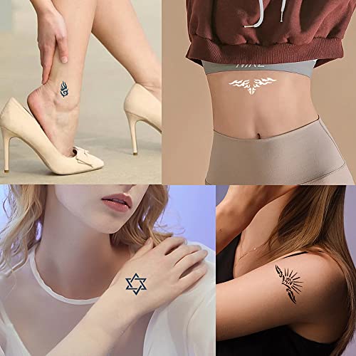 20 Sheets Glitter Tattoo Stencils, 482 Pcs Airbrush Temporary Tattoo Templates Henna Body Art Stencil for Women Boys and Girls (Red)