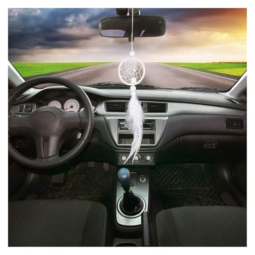 Atrapasueños de plumas blancas puras mini carillón de viento coche 7