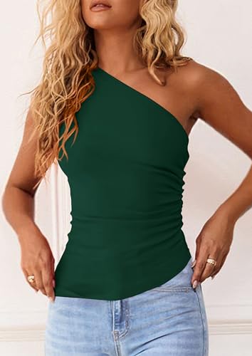 Image of PRETTYGARDEN One Shoulder Summer Tops for Women