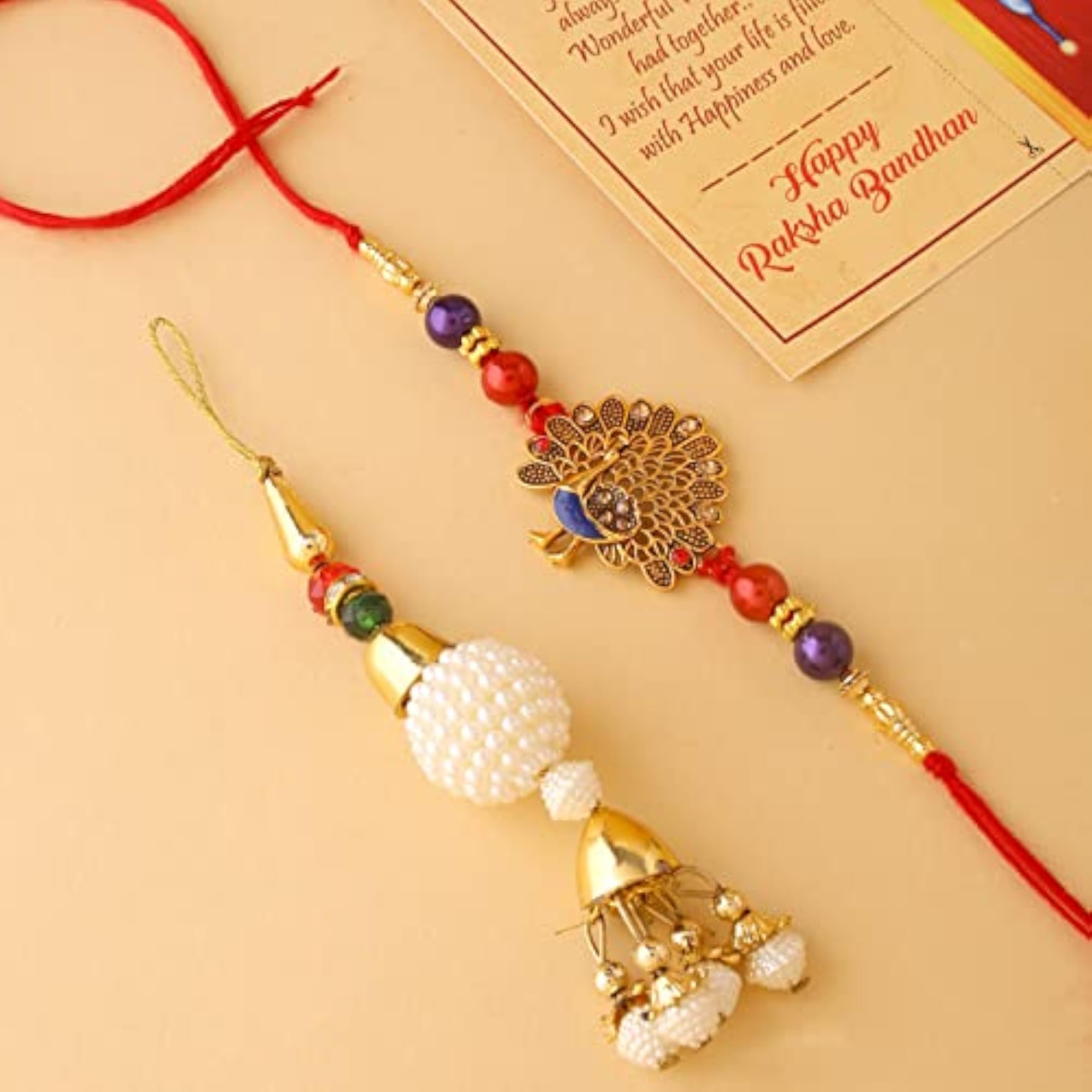 Peacock Rakhi Gift Combo for Brother and Bhabhi