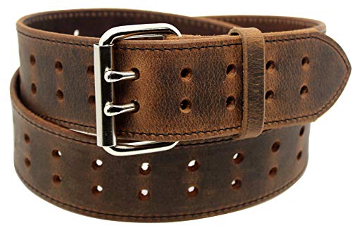 Construction Grade, Two Prong, Heavy Duty, Full Grain Leather Belt, 2” Wide, Made in USA