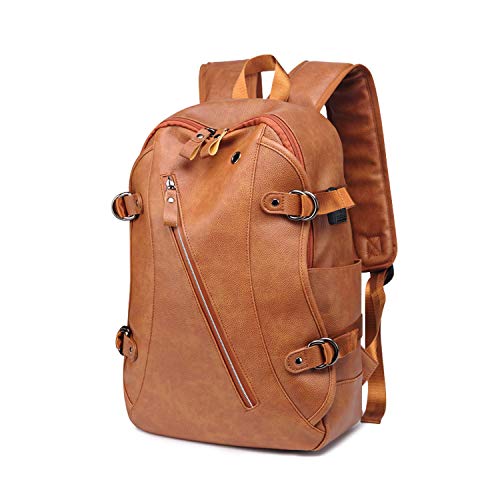 FANDARE Unisexo Mochila Bolsas Escolares Mochilas Casual Bolsa de Viaje Bolsos de Hombre Adolescente Impermeable School Bag Niño Mochila Portátil Outdoor Viaje Daypack PU Marrón A