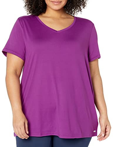 Amazon Essentials Women's Tech Stretch Short-Sleeve V-Neck T-Shirt (Available In Plus Size), Pack Of 2, Navy/Orchid Purple, Xx-Large #TOP5