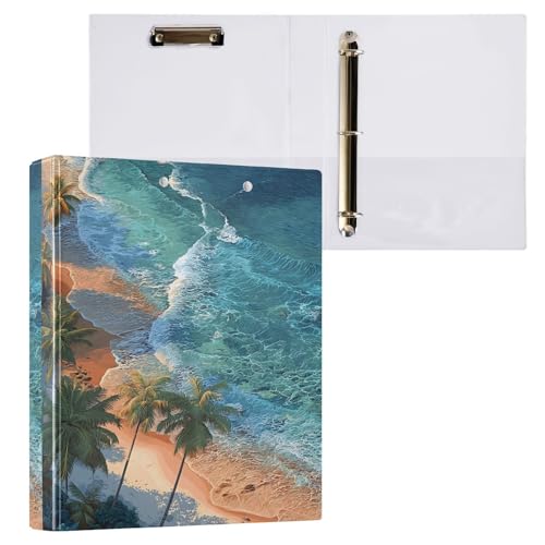 ALAZA Beach with Palm Trees Ocean 3 Ring Binder Holds of 200 Sheets Fits Letter Sized Paper D-Ring Organizer for School Home Work Office 1 Pack