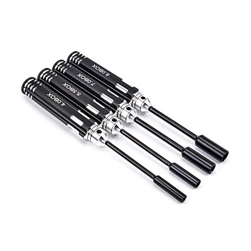 Fpvking 4Pcs Hex Nut Drivers Screw Driver Tools Kit Set 4.0/5.5/7.0/8.0Mm Nut Key Socket Screwdrivers For Rc Helicopter Rc Boat Rc Cars #TOP3