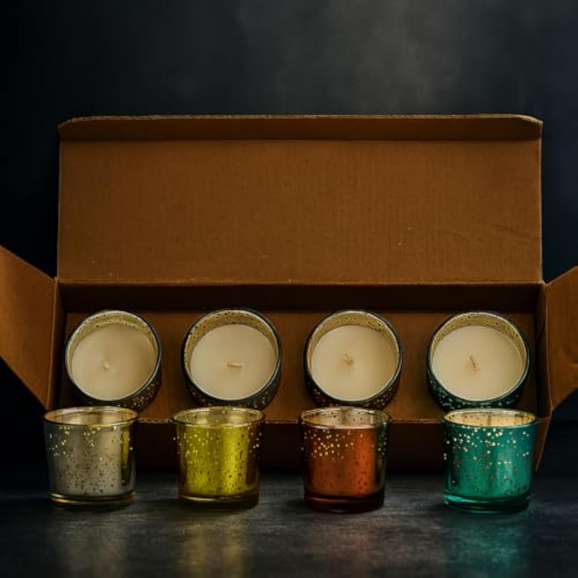 Multicolor Mercury Votive Glass Candle, Aromatherapy Gift