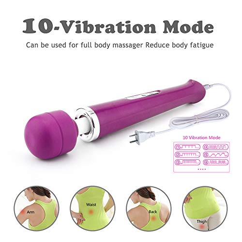Image of CHARMING 10 Speeds Wired Powerful Handheld Massager with Strong Vibrations, Personal Therapy Massager for Sports Recovery, Muscle Aches, Body Pain (Purple)