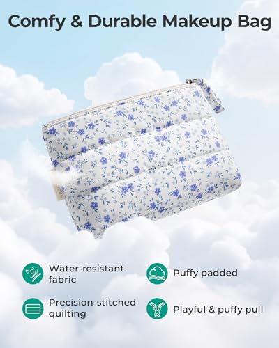 Image of BAGSMART Small Makeup Bag, Machine Washable Puffy Cosmetic Pouch