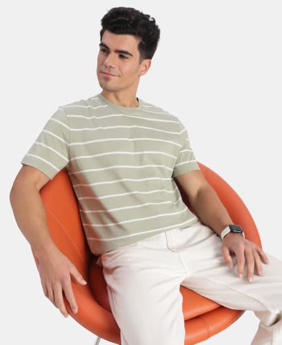 Image of Jockey 2715 Men's Super Combed Cotton Rich Striped Round Neck Half Sleeve T-Shirt