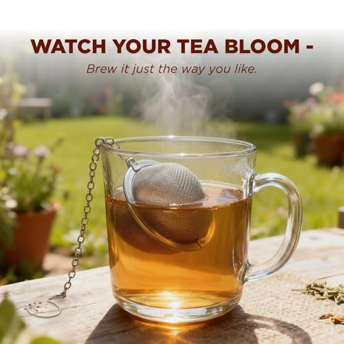 Image of Stainless Steel Tea Infuser for Loose Leaf Tea | Durable Round Ball Chai Strainer with Hook | Easy-to-Clean Tea Steeper for Green Tea, Black Tea and Herbal Infusions