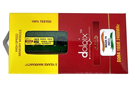 Image of Dolgix Gold 16GB DDR4 2400MHz Desktop RAM (Memory) U-DIMM | Long-DIMM | CL- 17 | PC4-19200 | 2Rx8 Dual Rank | 5Year -Warranty (Made in India)