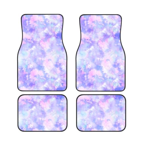 Alfombrillas de coche antideslizantes juego de 4 piezas neopreno lavable tie-dye pastel lila