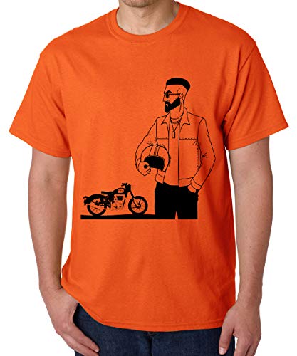Image of Caseria Men's Cotton Printed T-Shirt -Bike Man | 100% Cotton | Half Sleeves | Regular Fit | Printed | Round Neck | Graphic T Shirt