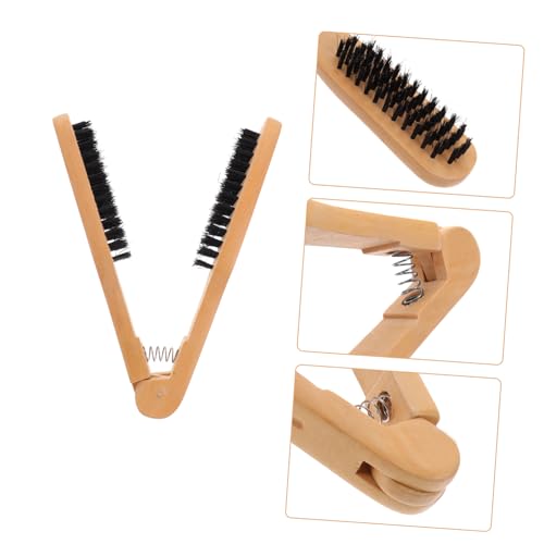 Cepillo alisador de cabello con cerdas de madera miniatura 2