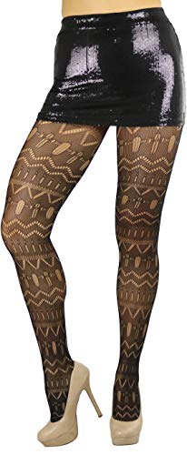 Image of ToBeInStyle Women's Vintage Art Deco Chevron Ornate Design Tights Pantyhose