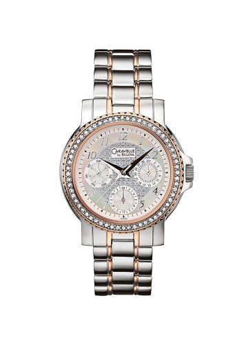 Caravelle Women's 45N000 Crystal Accented Mother of Pearl Dial Watch