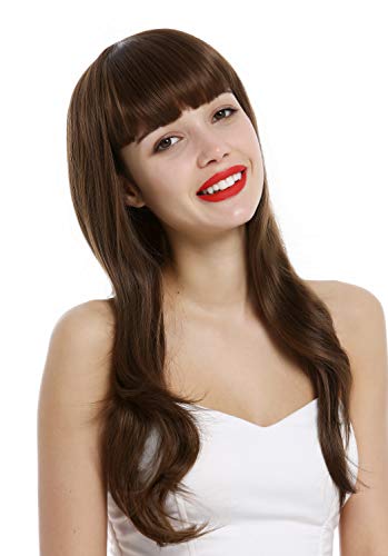 WIG ME UP - st20120021-10 Lady wig long wavy wide bangs 60s vintage retro style medium brown, medium brown (10), 23 inch