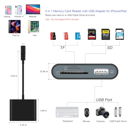 image for SZHAIYIJIN SD Card Reader for iPhone, Memory Card Reader with USB-C to