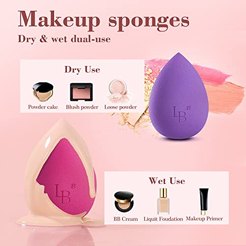 Beauty Blender Makeup Sponge Set - 5Pcs Larbois Beauty Blender Cosmetic Sponges Blending Sponges Makeup Sponges for Foundation Sponge for Dry and Wet Use Multicolored - Thumbnail 6
