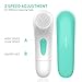 【2021 Upgraded】ETEREAUTY Facial Cleansing Brush, Waterproof Face Brush with 4 Brush Heads and a Protective Case - Deep Cleansing, Gentle Exfoliating, Removing Blackhead for Face and Body, Cyan