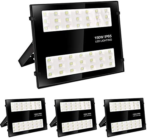 150W LED Security Flood Light,15000lm Outdoor Commercial LED Area Light, Weatherproof Parking Lot Lighting Fixture,5000K Daylight [400W MH Equivalent] - 4 Pack