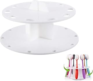 Yoseng 10 Hole Craft Brush holder,Acrylic Spinning Storage Caddy Drying Rack Storage for Oval Ink Blending Brushes (White)