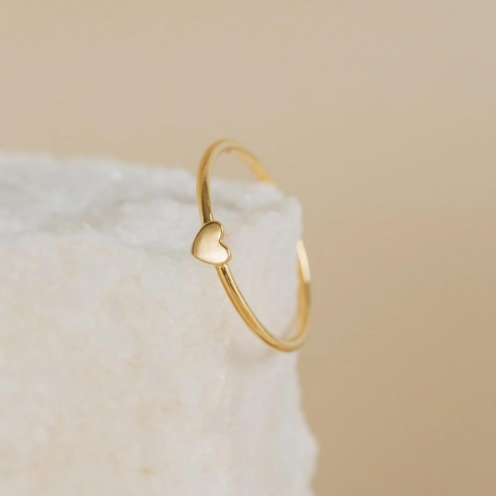 CAITLYNMINIMALIST 18K Gold Sterling Silver Minimal Stacking Dainty Ring Tiny Simple Band for Women Gift for Her
