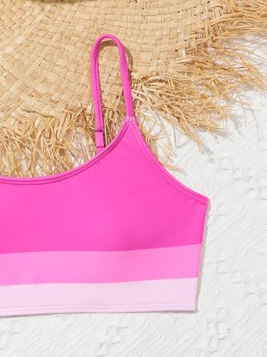 Milumia Girl's 2 Piece Color Block Swimsuits Spaghetti Strap High Waist Bikini Sets3