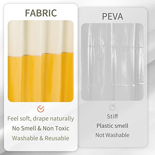 Image of ALYVIA SPRING Waterproof Fabric Shower Curtain or Liner Cream /Yellow, 72x72 | 3 Magnets, Soft Cloth & Hotel Quality, Machine Washable, Light-Weight, Standard Size