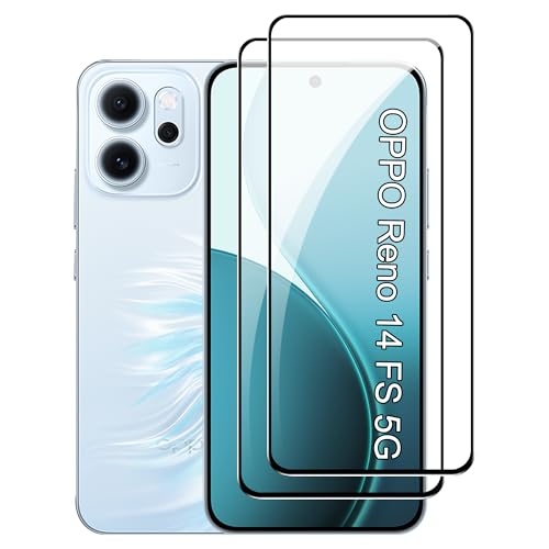 FDHYFGDY 2 Piezas Protector de Pantalla para Oppo Reno 14F/Reno 14 FS (5G/4G) Cristal Templado, Película Protectora de Vidrio, Dureza 9H, Pantalla HD Antiburbujas