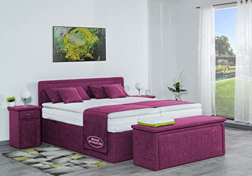 Boxspringbett 180 x 200 cm, Montana in Mikrofaser Brombeere, Set inkl....