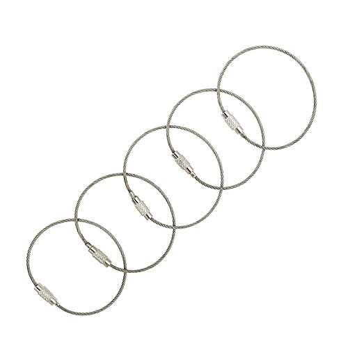 5Pack Luggage Tag Loops,6 Inch Stainless Steel String Keychain for Silicon Luggage Tags by Ovener