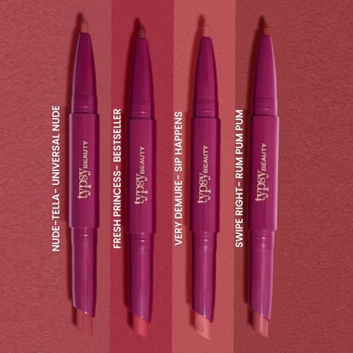 Image of Typsy Beauty Twist & Pout 2-in-1 Lipstick & Lip Liner Infused with Jojoba Oil, Non-Drying Transfer-Proof Matte, 14-Hour Stay, Swipe Right 10, 0.8g + 0.2g