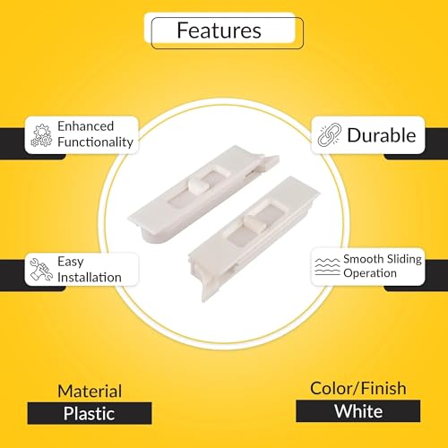 Brixwell Snap in Tilt Latch Left and Right Pair, Plastic Material, White Finish, 2-21/32\" Length, 3/32\" Stile Snap Size, 3/8\" Nose Size, Suitable for Tilt Window Applications, Easy Replacement Use