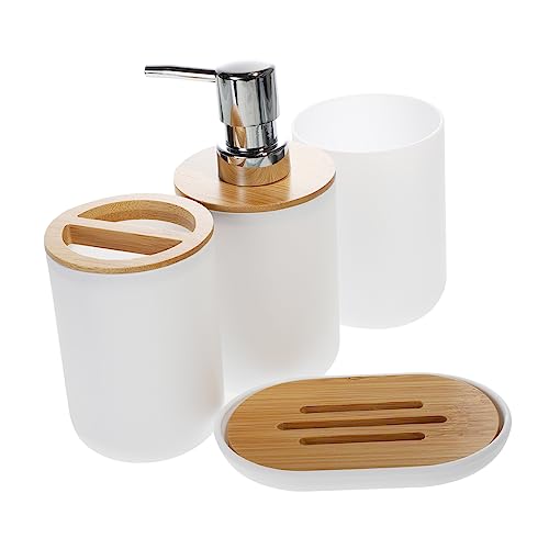 Conjunto de accesorios para baño PRETYZOOM con vaso blanco de PP portátil para cepillo de dientes 2