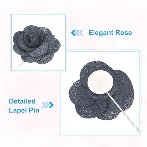 Image of PATIKIL Flower Boutonnieres Pin, Handmade Camellia Lapel Pin for Men Women Suit Wedding Graduation Anniversary Brooch Outfit Accessories