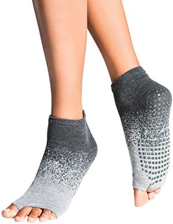 Tucketts Anklet Toeless Non-Slip Grip Socks - Anti Skid Yoga, Barre, Pilates, Home & Leisure, Pedicure - S/M - 1 pair Glacial Moraine