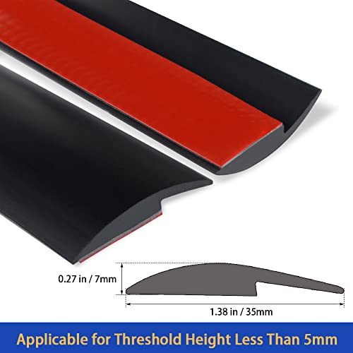 Floor Transition Strip 3.28 Ft Self Adhesive Carpet & Floor Edging Trim Strips Pvc Threshold Transition Strips For Carpet Transition Height Less Than 5 Mm  (5Mm, 3.28Ft, Black) #TOP5