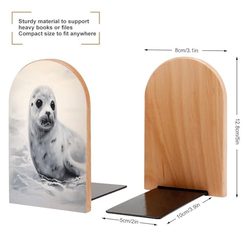 Sujetalibros de madera antideslizante para evitar la caída de libros pesados 3