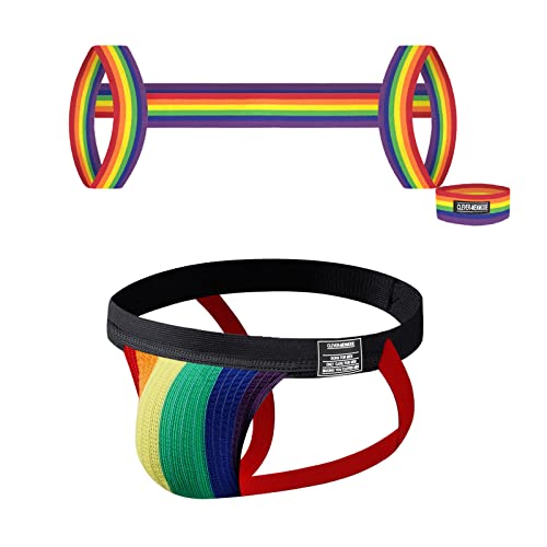 Jockland Men's Jock Strap Set With Body Chest Harness, Elastic Waistband Sexy Underwear Halter Belt For Men Rainbow #TOP5