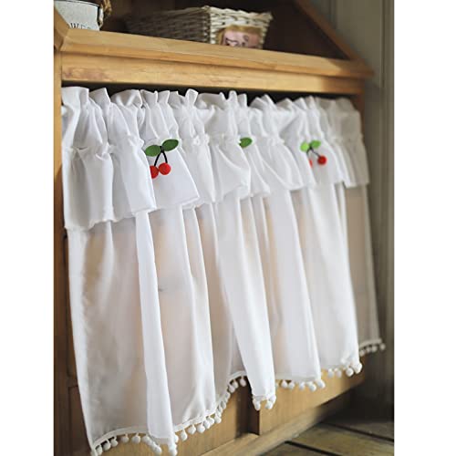 Cortinas pequeñas para ventana de cocina con cenefa elegante y diseño traslúcido 7