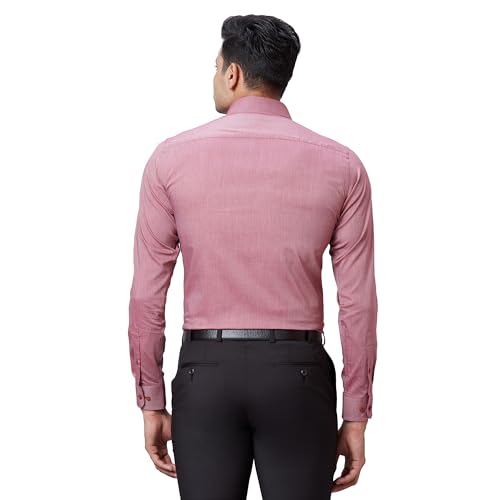 Image of Raymond Men's Pure Cotton Structure Pattern Slim Fit Semi Cutaway Collar Full Sleeve Formal Shirt